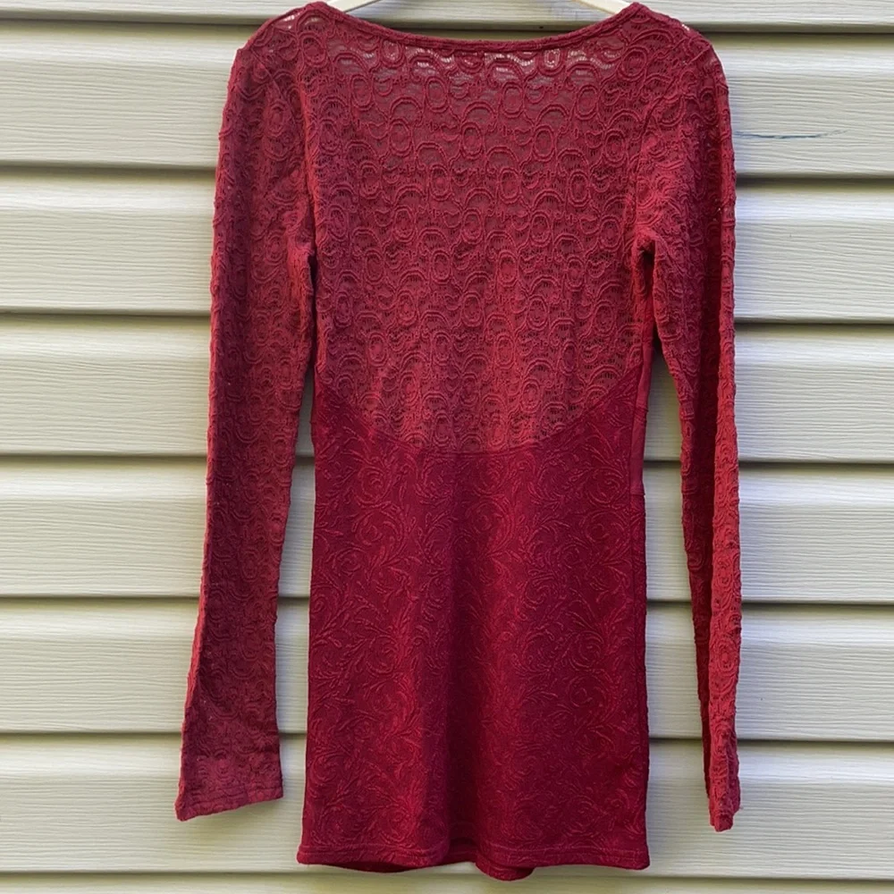 Free People Burgundy Lace Bodycon Dress